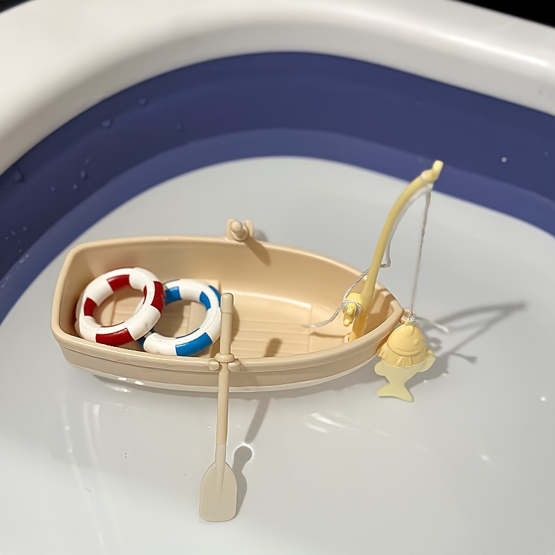 

1pc Miniature Wooden With Oars And Lifebuoys, Fishing Rod Detail, Dollhouse Accessory Kit, Diy Craft Decoration, Perfect For Model Homes, Birthday, , Thanksgiving, Christmas, Easter Gift, 8cm Length