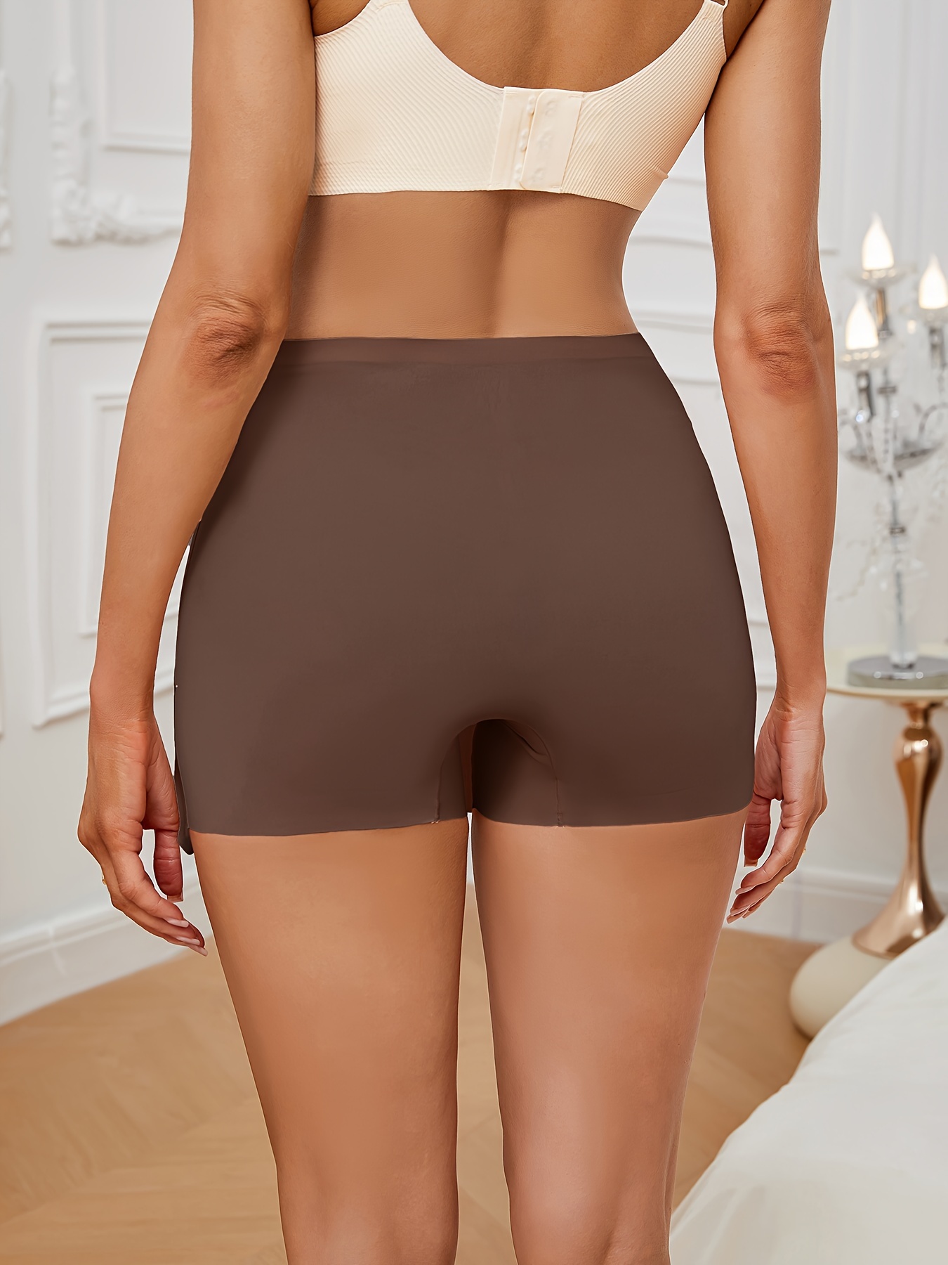 1pc Solid Seamless Scallop Trim Skirt, Sporty Comfy Breathable Petticoat, Women's Underwear & Shapewear