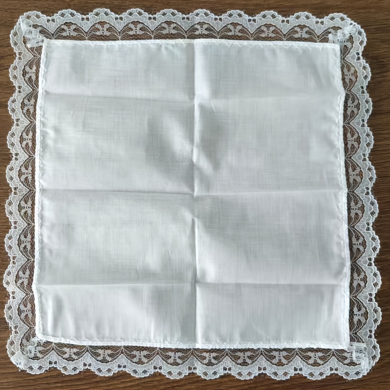 TEMU 1 pañuelo de mujer puro con ribete de encaje, pintado y a , pañuelo decorativo portátil, de nailon, forma cuadrada, adecuado como accesorio de