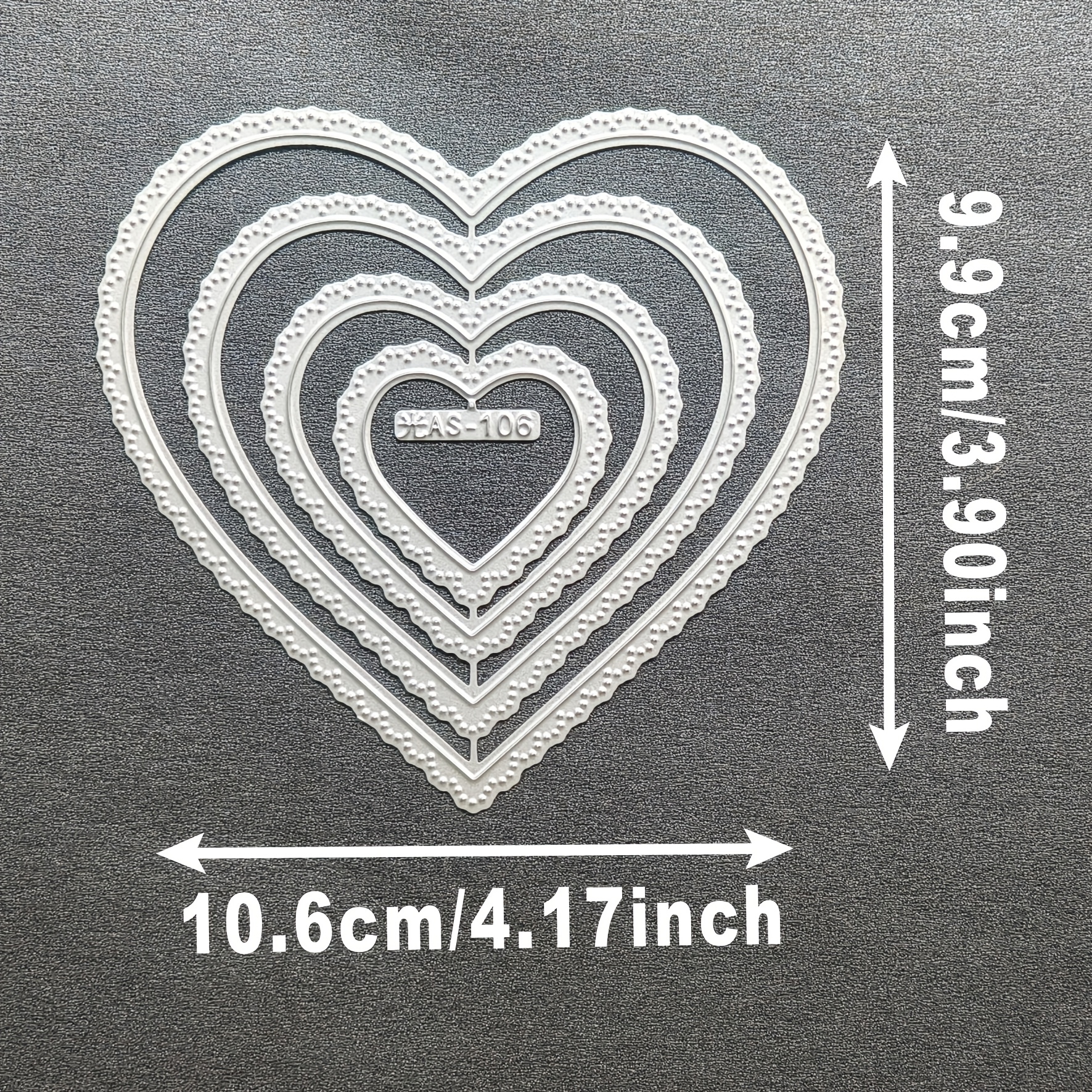 TEMU Metal Cutting Mold With Dot Pattern Heart, 1 Silvery Steel Scrapbook Template, Suitable For Handmade Card And Paper Art.
