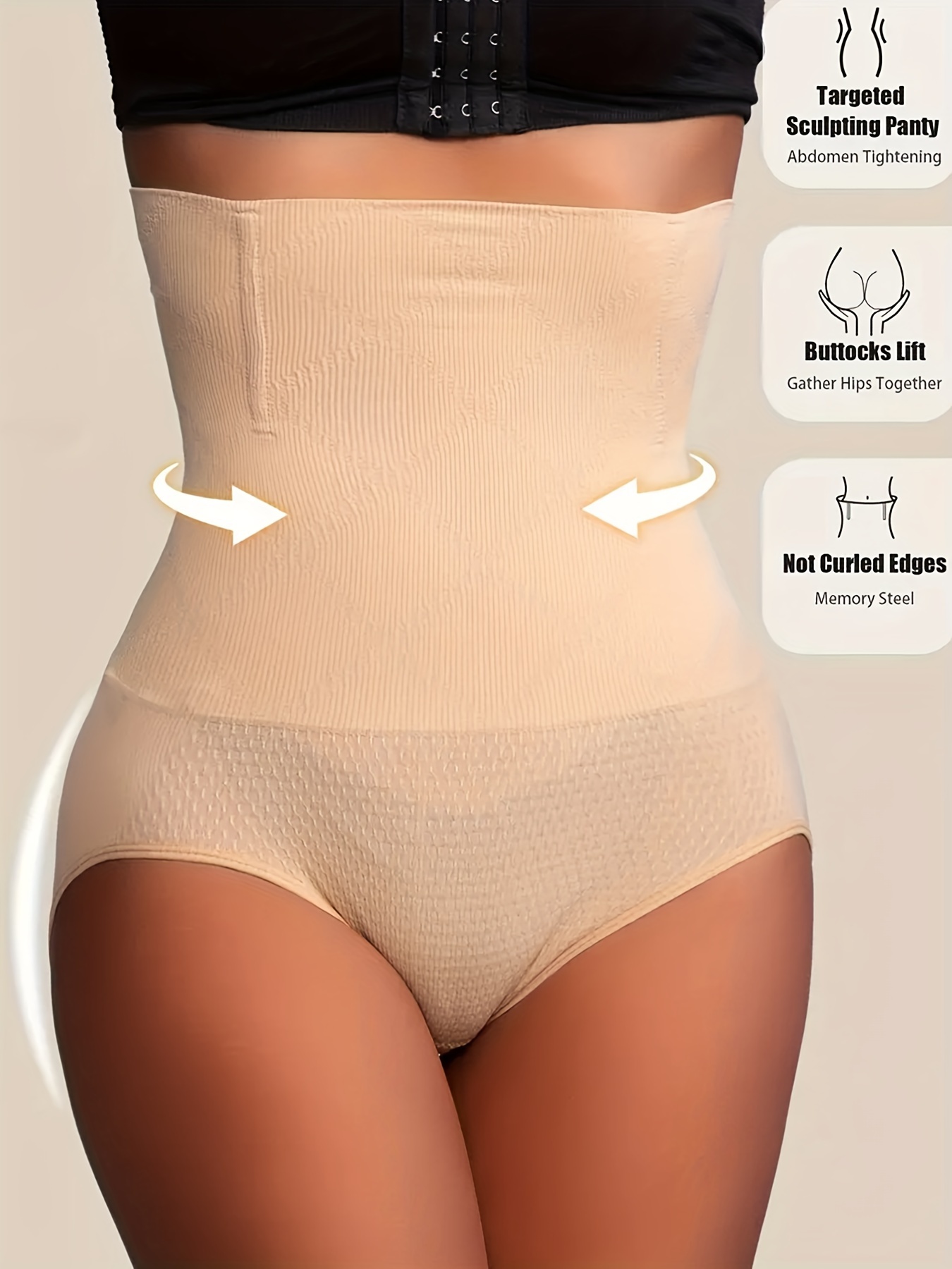 1pc Women'S High-Waist Postpartum Shapewear Briefs, Seamless Nylon Knit Fabric, Solid Color, Tummy Control & Butt Lifting, Slimming Body Shaper Panties