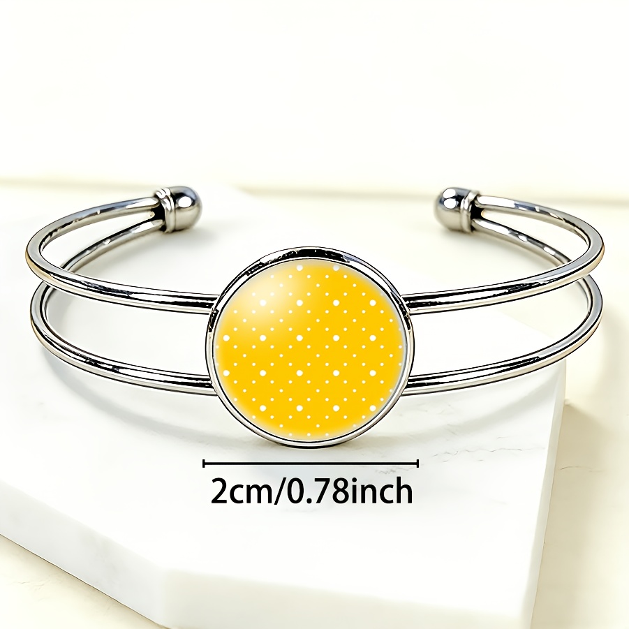 Women's Yellow & White Retro Elegant Adjustable Open Bangle