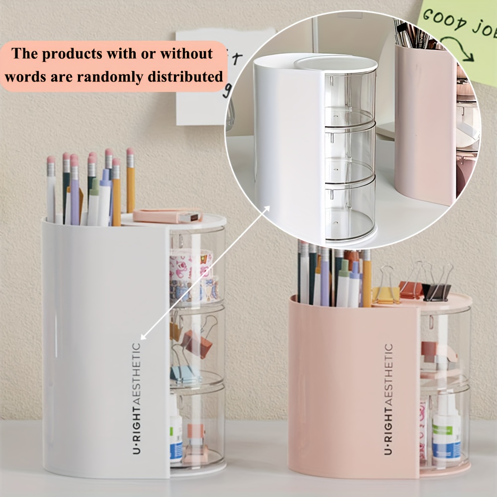 2 3 tier makeup organizer with brush holder dustproof white pink powder     dsktop cushions holder container with brushes case hair clip jewelry storage drawel bin   vanity table bathroom Product details 6