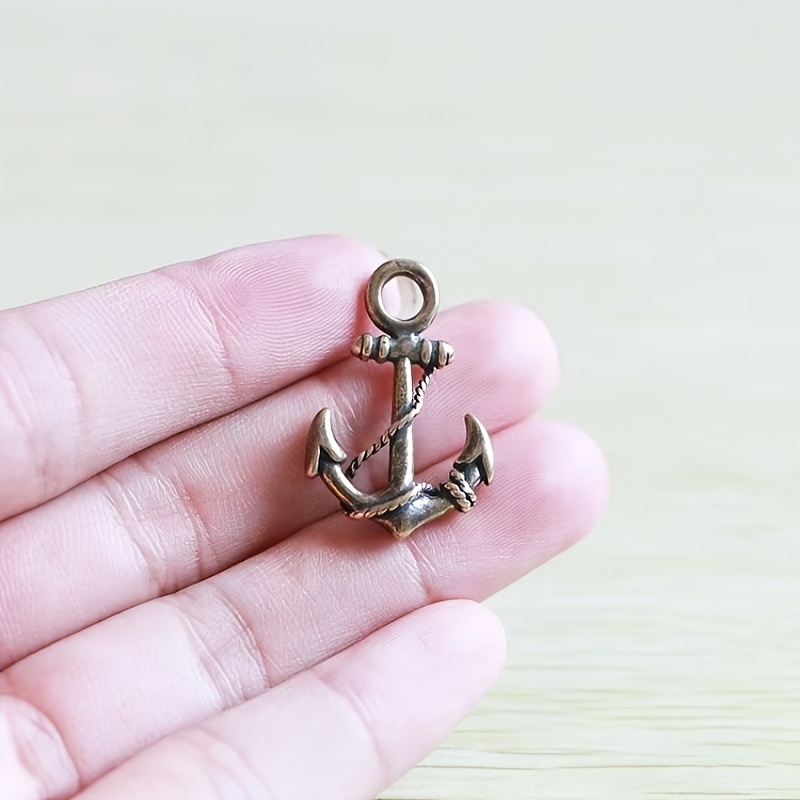 TEMU Vintage Brass Anchor Keychain - Sturdy Copper Nautical Decorative Piece, Ginger Yellow Rustic Charm For Men, Thanksgiving & Lunar New Year Gift,