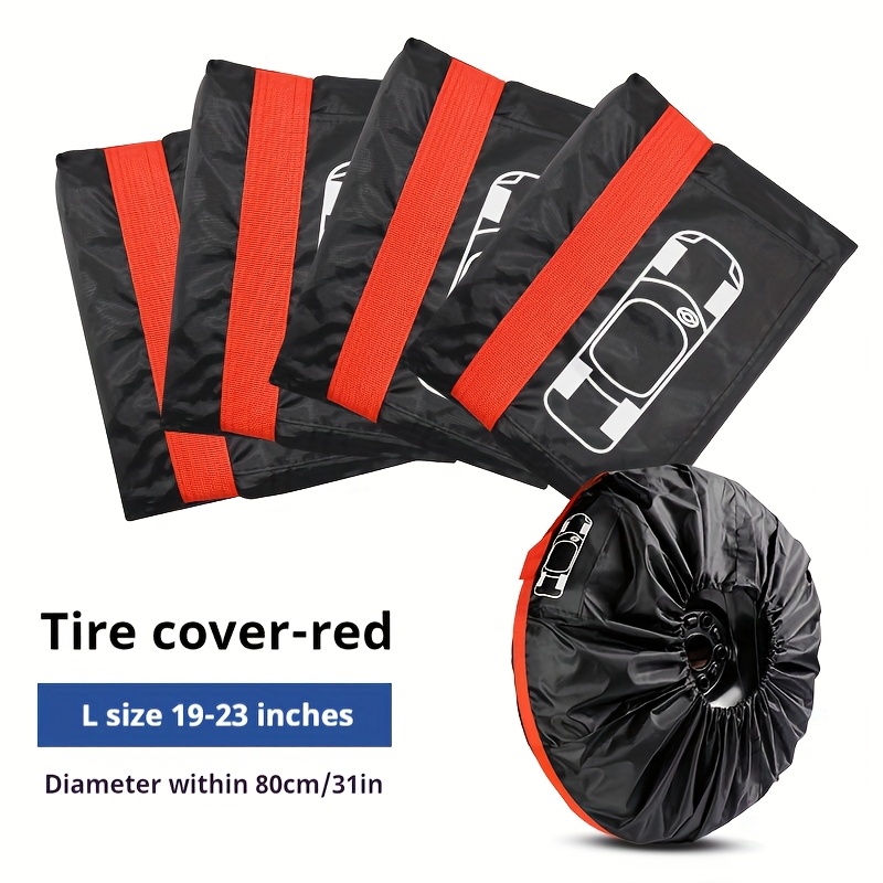 TEMU [Ensemble de pneus] Ensemble de 4 pneus de voiture, sac de rangement pour pneus de neige, cordon de serrage réglable, avec petite poche pour des