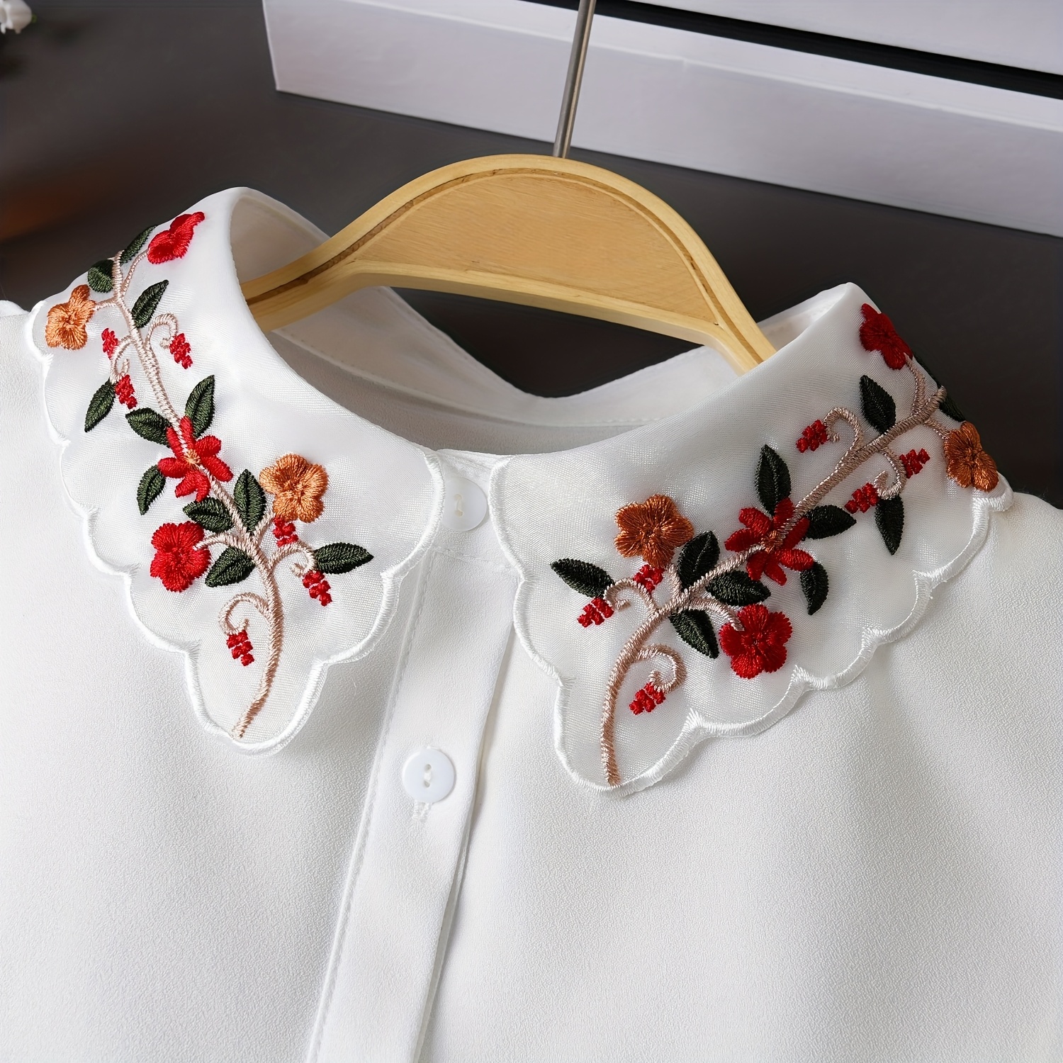 Image of 1pc Women's Trendy Fashion Colorful Floral And Botanical Chiffon Detachable Collar, Versatile Decorative Attachment For Sweatshirt, Sweater, Or Base Layer Shirt