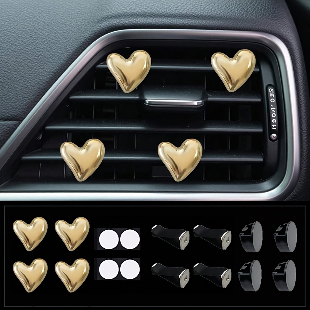 Image of 4pcs Fashionable Car Decoration Ornaments, -shaped Car Decoration Clips/car Interior Decorations - In Multiple Colors With Adhesive Patches And Installation Fixtures
