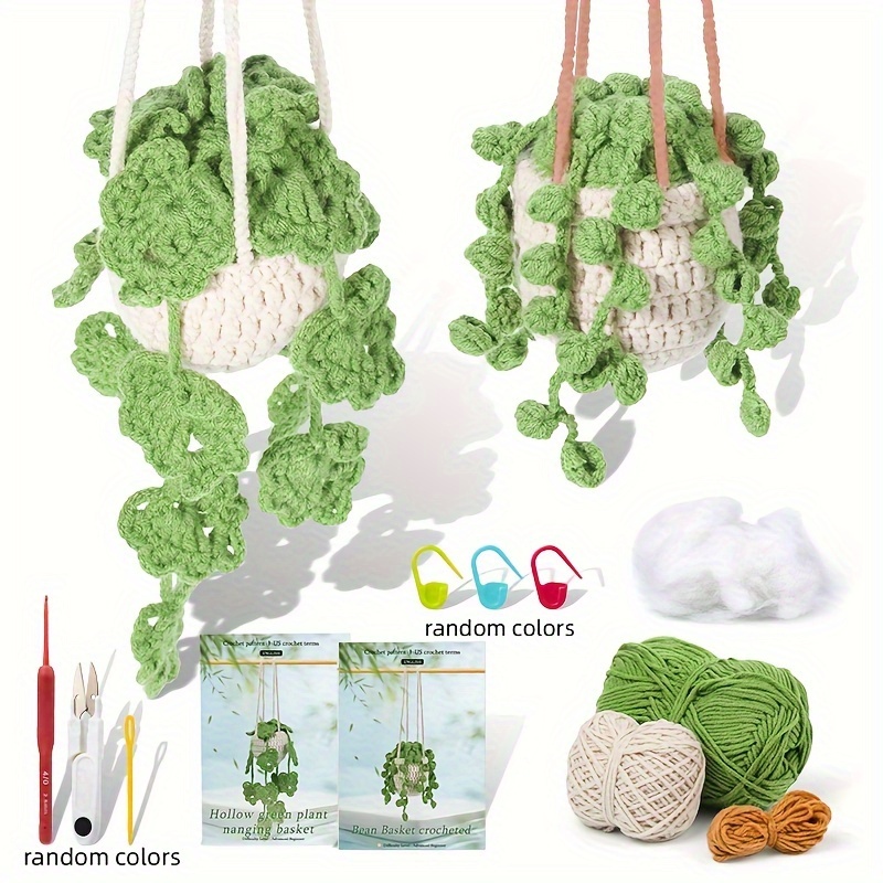 

2pcs Leaf Potted Plant Crochet Kit For Beginners, Hanging Potted Plants Crochet Starter Kit With Step-by-step Instructions And Video Tutorials Complete Crochet Kit For Beginners Decoration