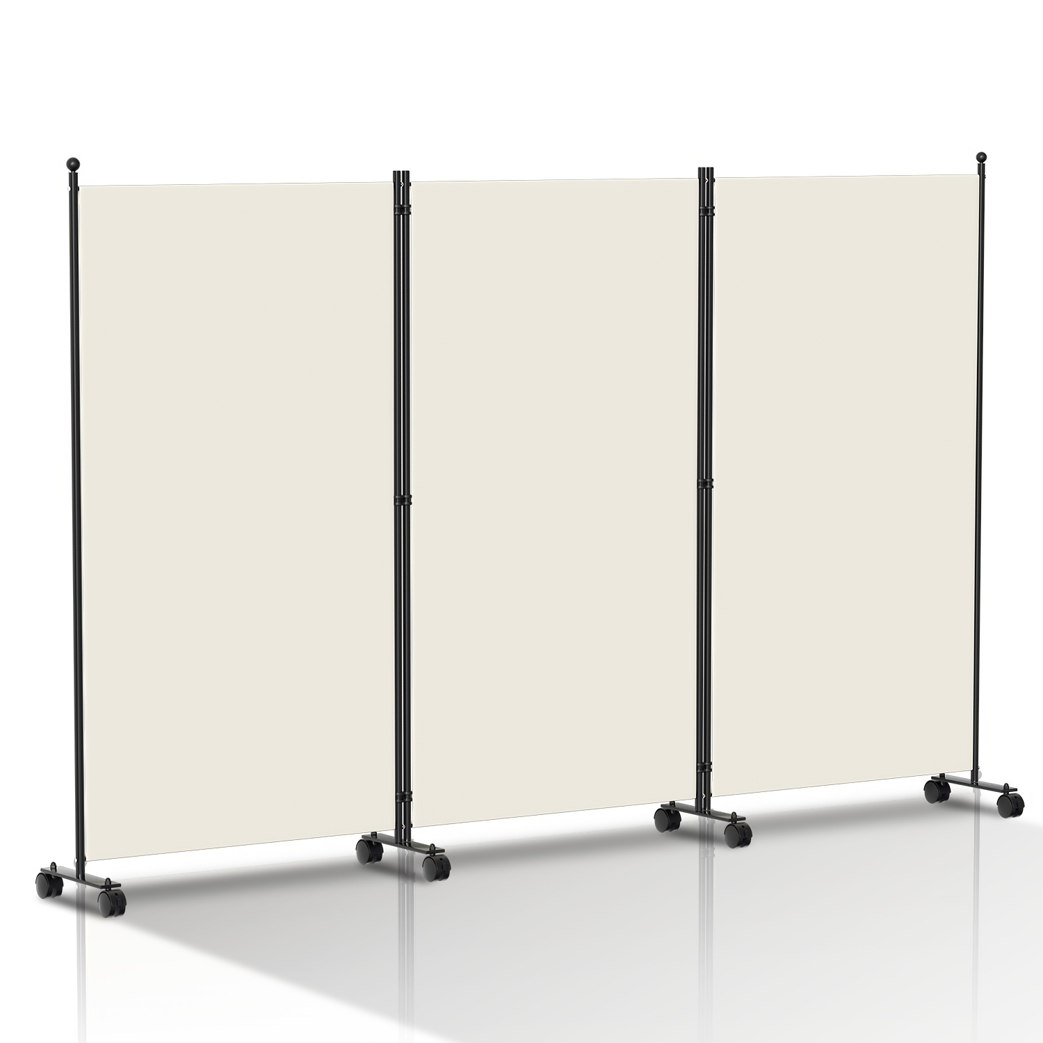 TEMU Three-panel Wheel Screen, 260 X 180cm, Foldable To , Partition Screen, Foldable, Freestanding, Indoor Partition Screen, Suitable For Offices,