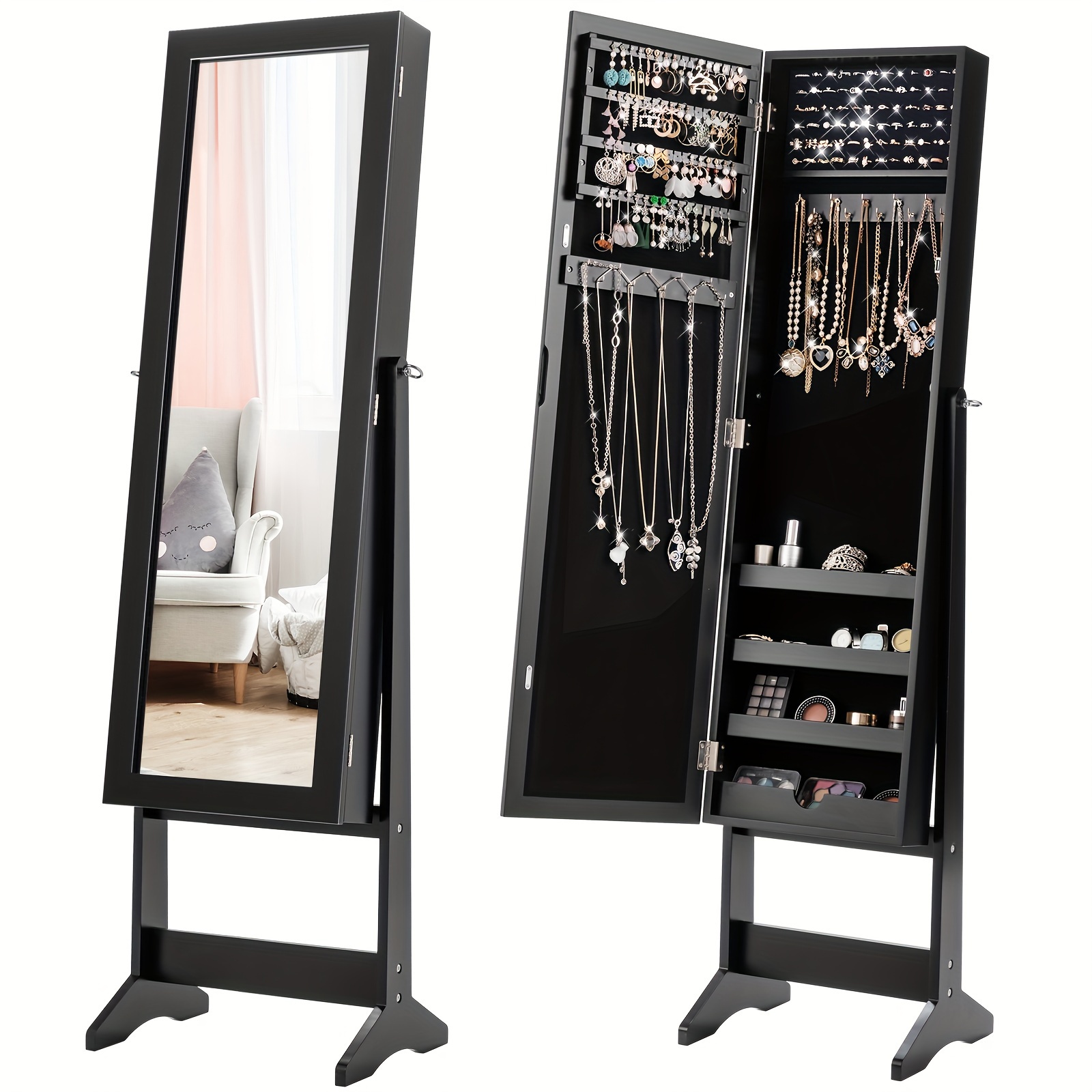 Jewelry Storage Box With A Stand, Perfect For Organizing And Gifting During Christmas, Featuring A Bathroom Mirror Cabinet, Jewelry Armoires