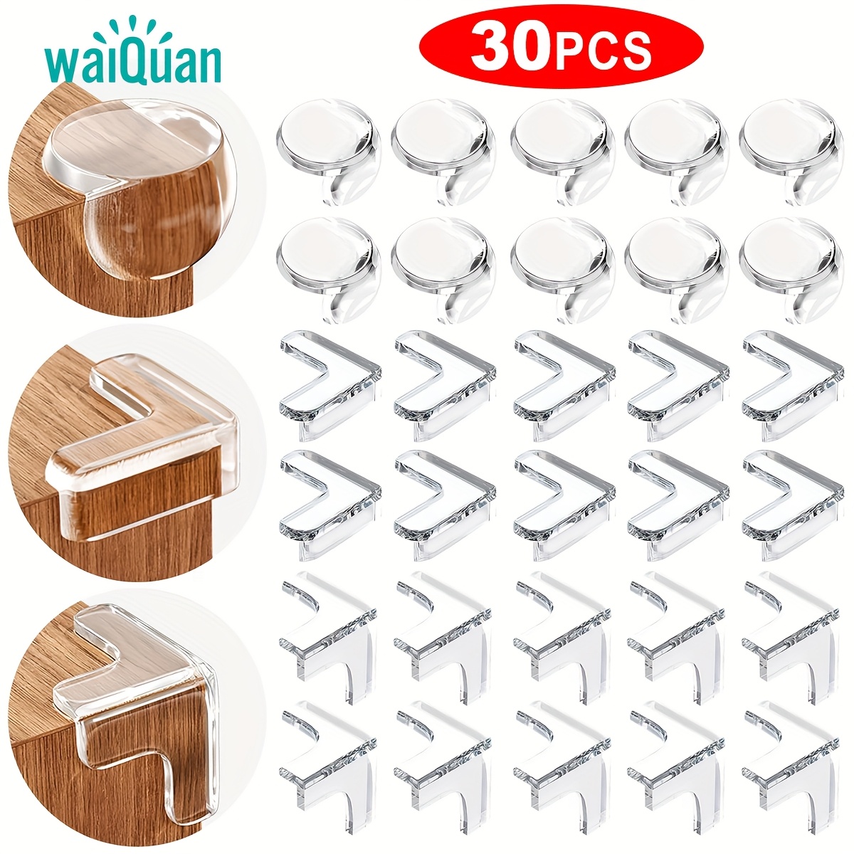 30er-Pack Tischkantenschutz, -Kollisions-Sicherheitskantenschoner, Weiche transparente Silikon-Möbelkantenschoner * für Bettkanten, Schrankkanten, Tischkanten, Couchtisch-Schutz für scharfe Ecken, 