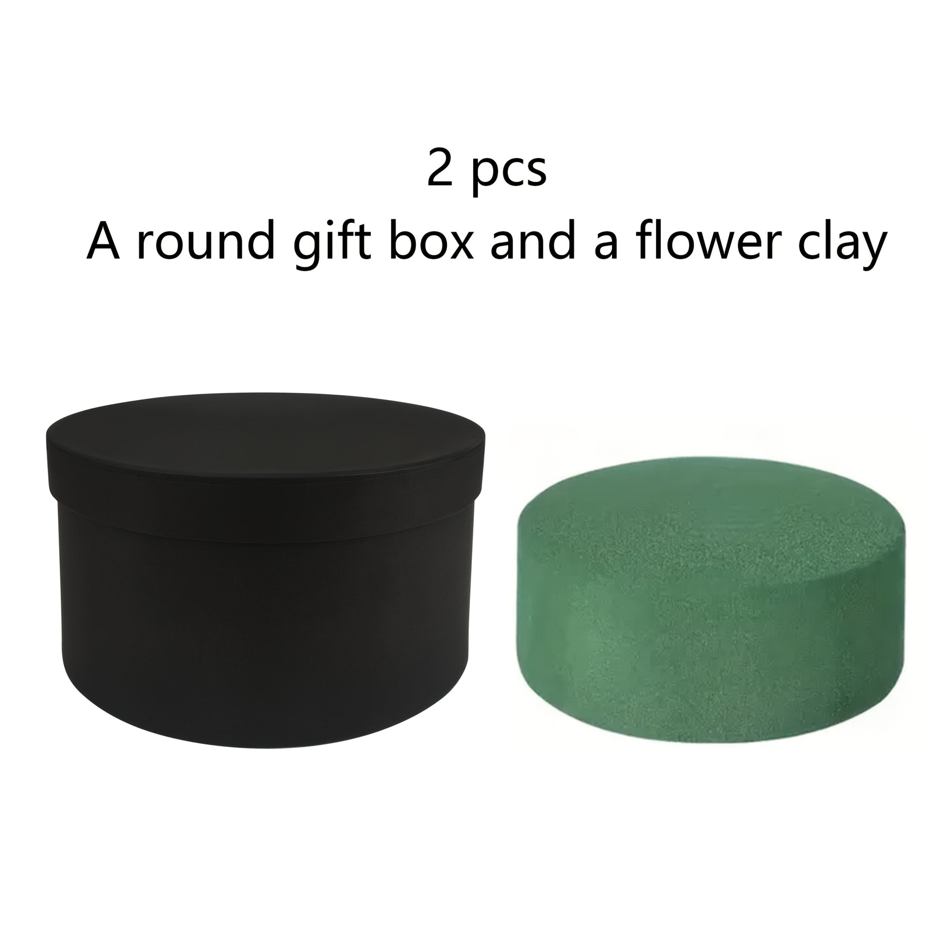 TEMU Ensemble de 2 boîtes cadeaux rondes en mousse florale, 1 boîte cadeau et 1 mousse florale, fournitures pour arrangements floraux, boîte cadeau