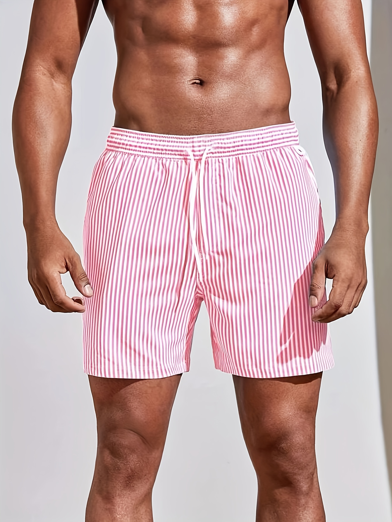 men's quick dry swim trunks pockets summer striped beach Temu