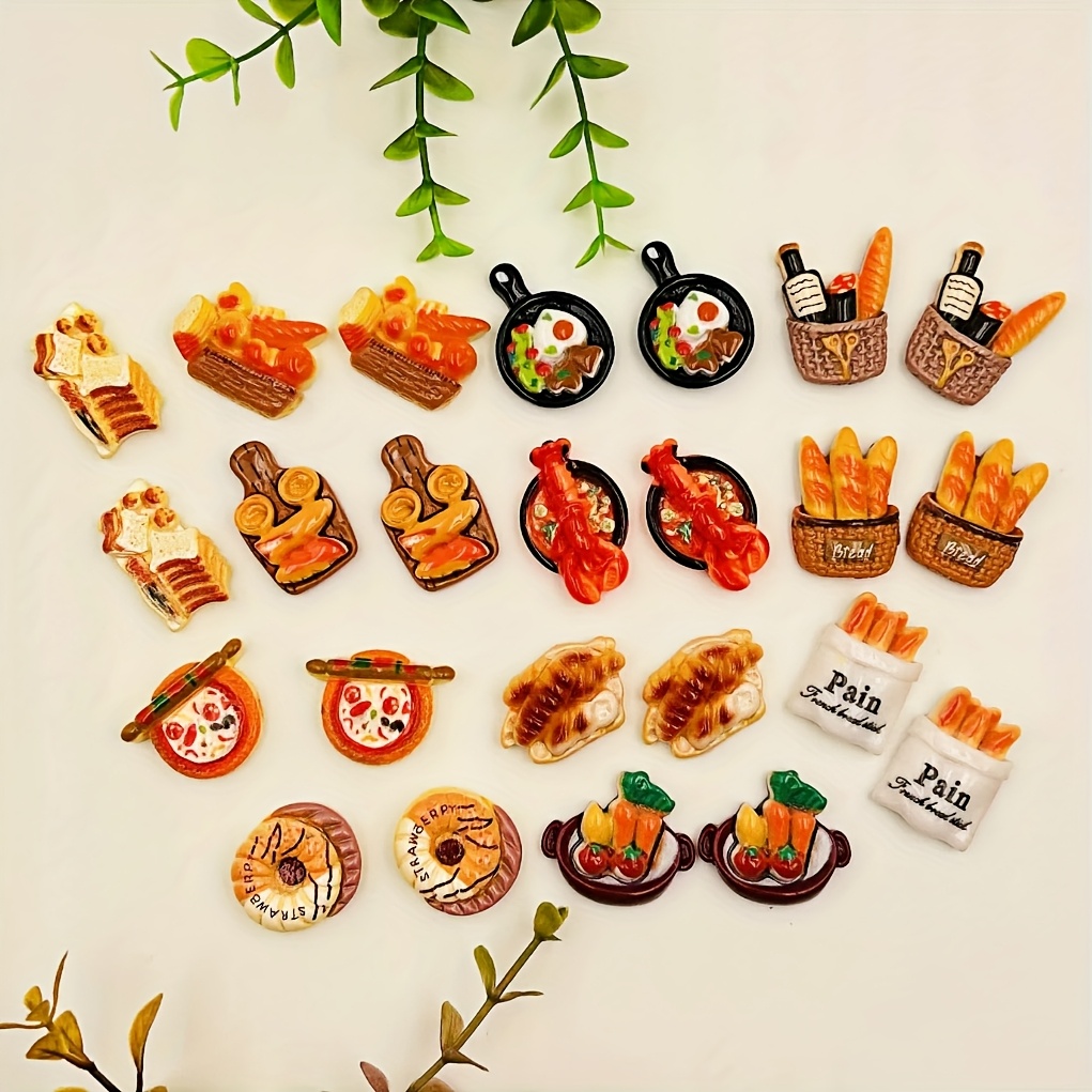 10pcs creative food shaped fridge magnets realistic 3d resin kitchen decor with assorted designs pizza   safe oval plastic magnets for refrigerator ages 14 decorative kitchenware foodthemed magnets   design textured surface detailed   0