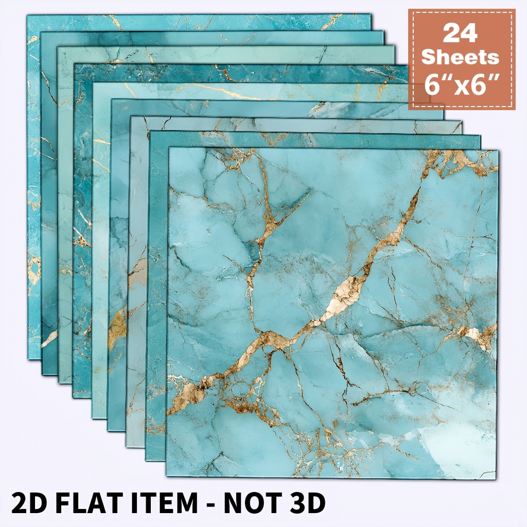 TEMU 6x6 -green And Decorative Paper, 24 Sheets, 2d Flat Print, Scrapbooking And Collage Craft Material, 2d Flat