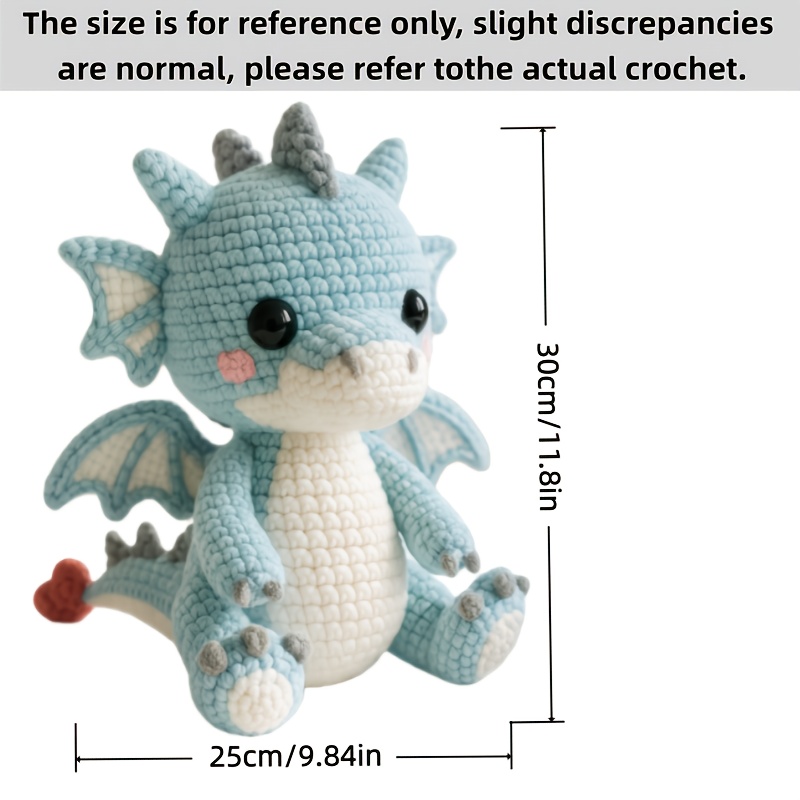 DIY Crochet Kit for Cute Blue Dragon Amigurumi