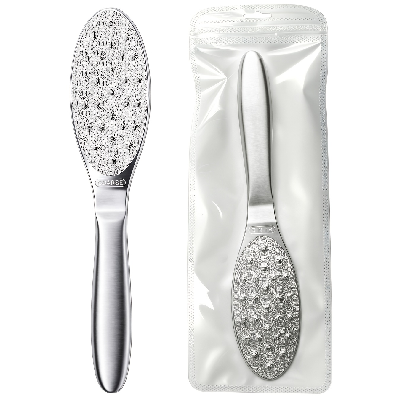 TEMU Lime à pied double face en acier inoxydable, grattoir à double épaisseur pour peaux mortes et talons fissurés, râpe de pédicure, outil exfoliant