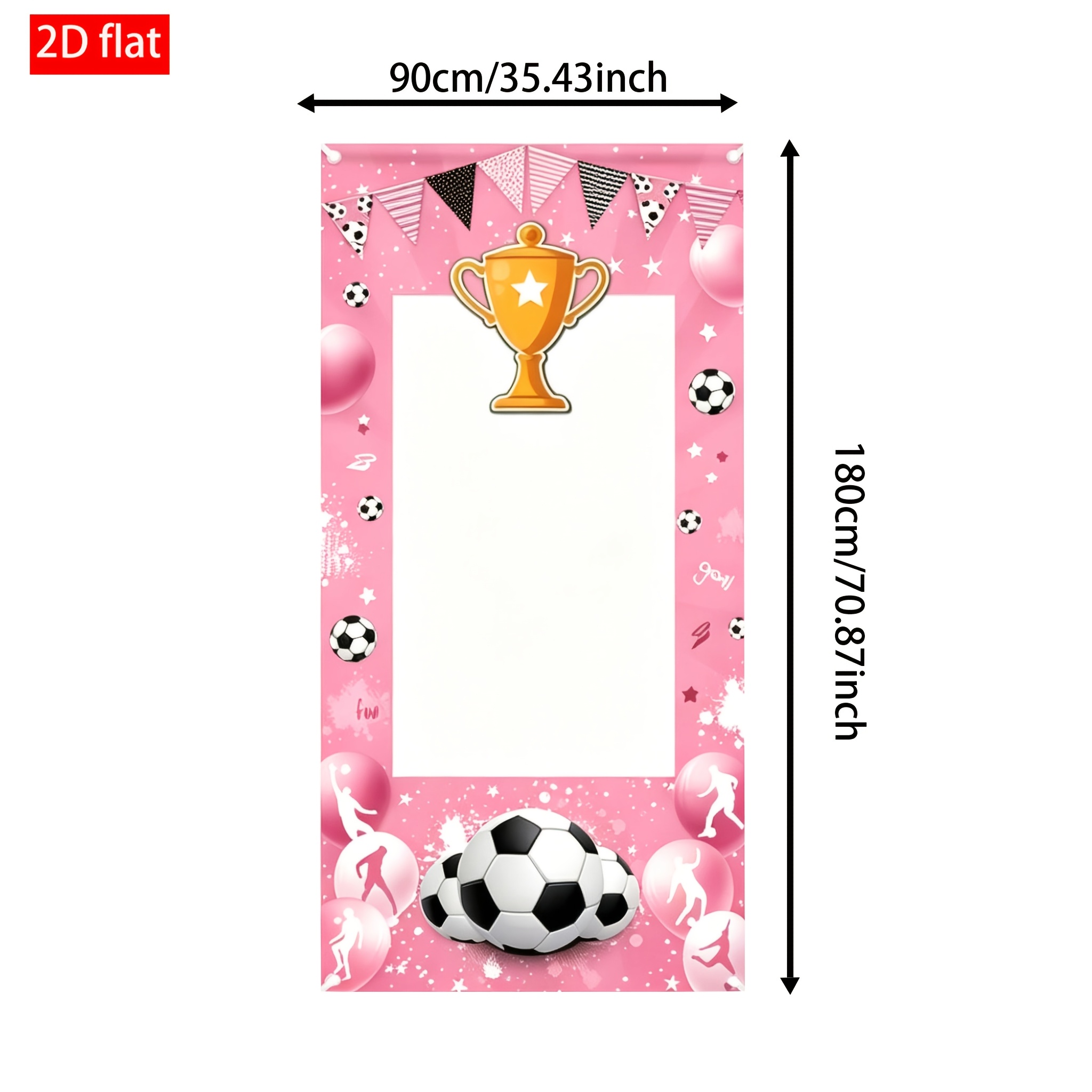 TEMU Bannière photo 2D plate, 2D plate - 2D plate, 2D plate - 2D plate, 1pc, Bannière photo pour fête de soccer, Cadre de selfie de football rose,