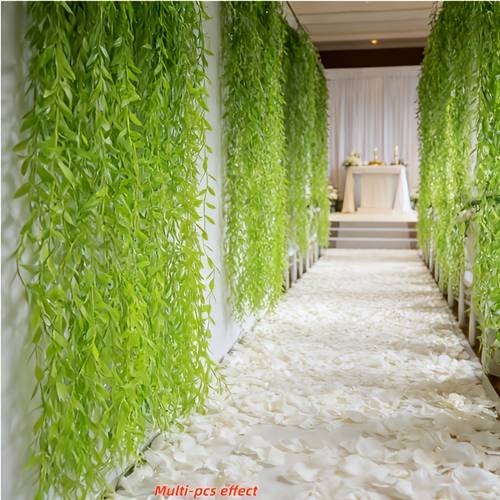 100pcs artificial green all weather hanging ivy vines wedding arch hotel ceiling climbing planters wall art backdrop ideal for outdoor festival decoration