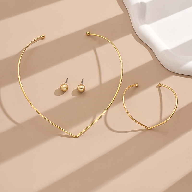 4pcs/set Minimalist Open Hoop Earrings Necklace Set Women