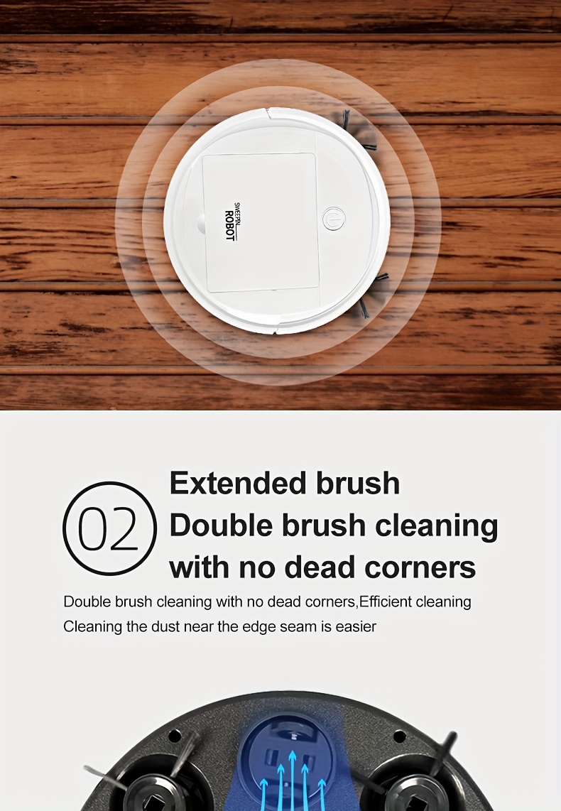 3 in 1 robot vacuum cleaner and mop combo usb rechargeable strong suction and design suitable for pet hair hard floors and daily cleaning automatic mop pet hair cleaner robot vacuum cleaner details 3