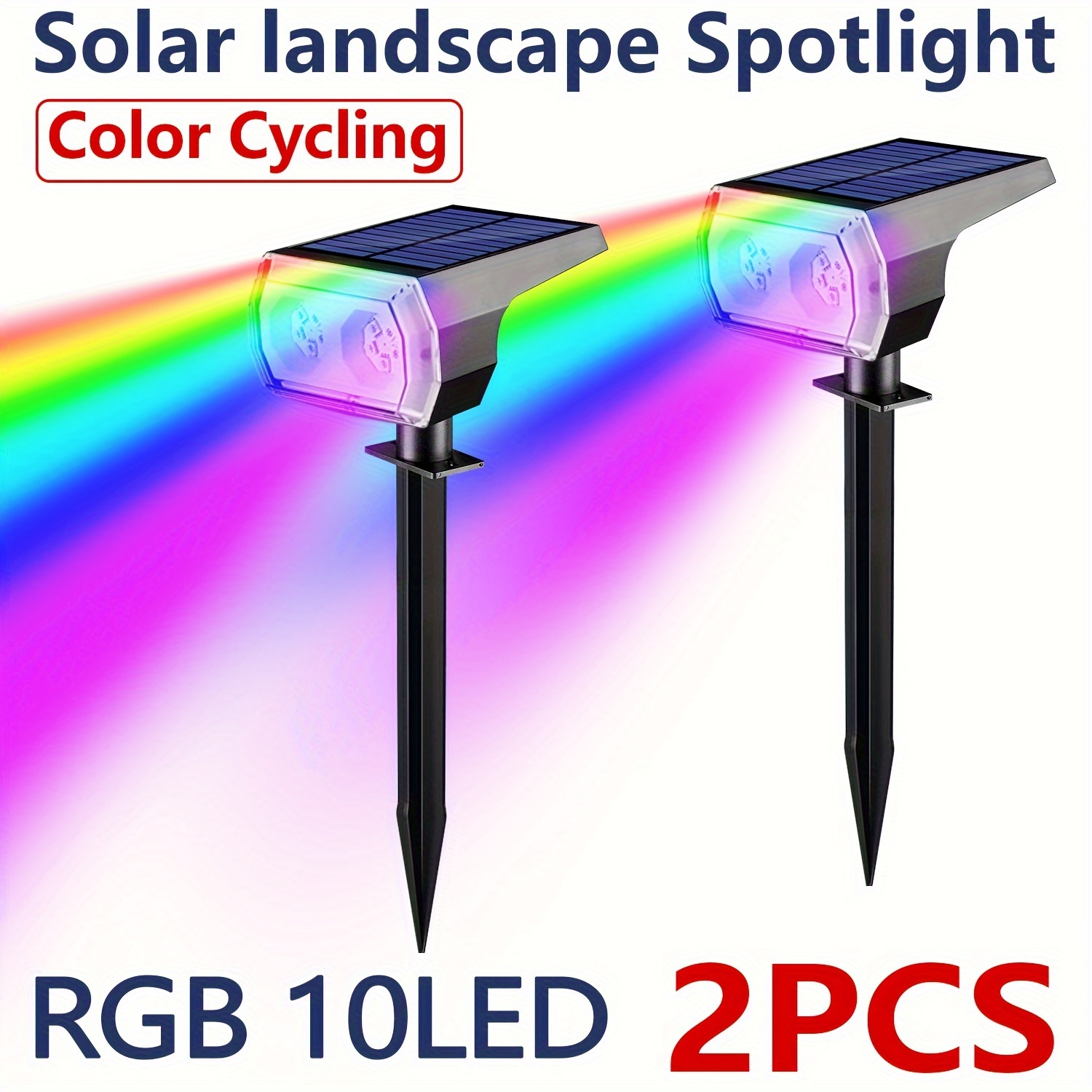 1/2/4 Pack 10led Foco Solar Exterior Cambio Color [7 Modos] - Temu