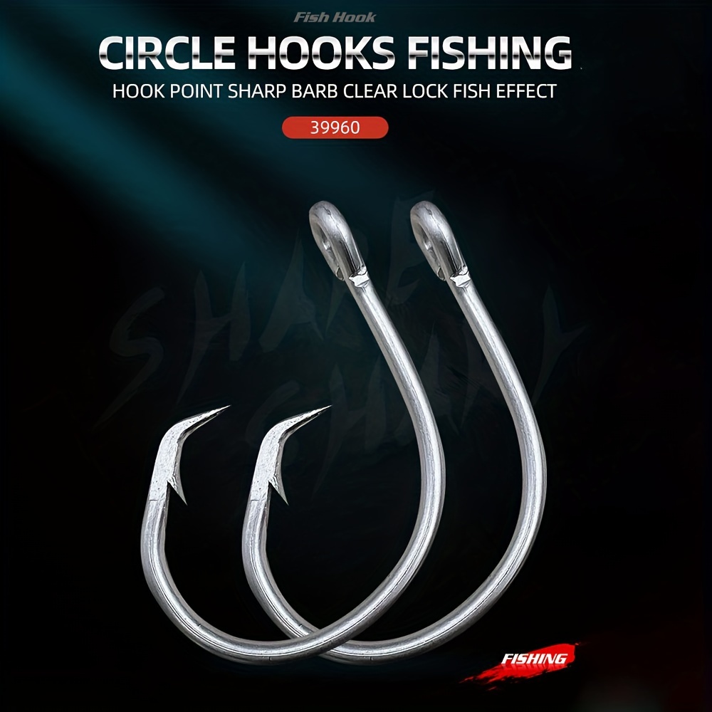 Offset Circle Hook with Swivel 5pcs/10pcs Stainless Steel Fishing Hooks Big  Game Hooks Extra Sharp Fish Hooks for Freshwater Saltwater Fishing