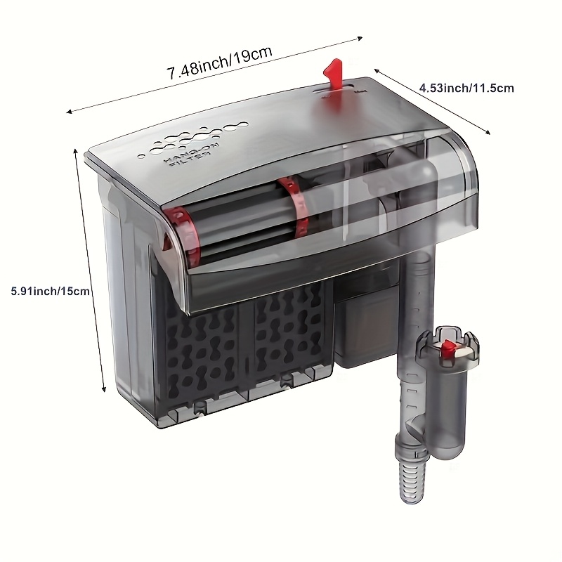 TEMU Filtro de acuario Looyoou de 10-30 galones con Power y flujo ajustable - Funcionamiento silencioso, eficiente y silencioso, 8W 110 GPH, material