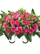 artificial cemetery flowers silk rose floral arrangement for outdoor tombstone decoration sympathy memorial day display no container included silk flowers for cemetery
