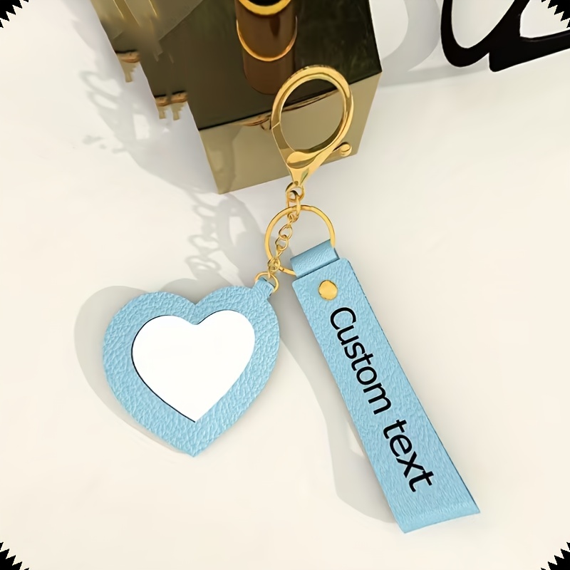 TEMU Portachiavi a specchio a forma di cuore con incisione laser personalizzata �� Incisione di testo personalizzato sul portachiavi con chiusura a