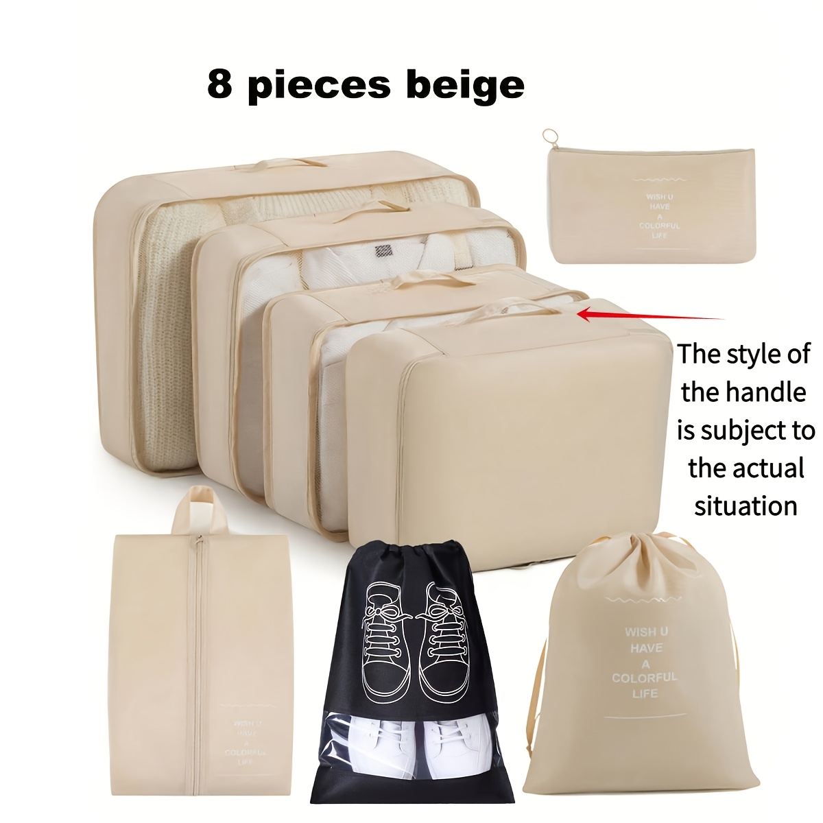 TEMU Lot de 8 sacs de tri pour bagages de voyage, sac de rangement de voyage, utilisé pour vêtements, chaussures, sous-vêtements, sac de tri pour