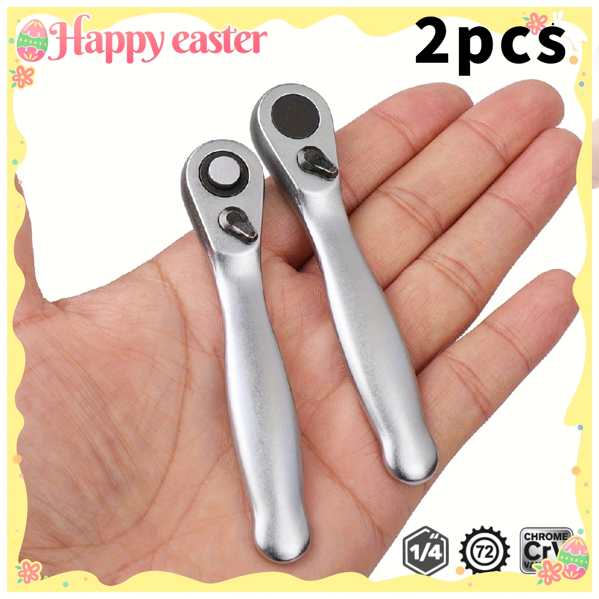 2pcs Of Mini Ratchet Wrenches With 72 Teeth, 1/4 Inch Drive Socket Quick Wrench, Made Of Durable Chrome Vanadium Steel, Suitable For Tight Spaces