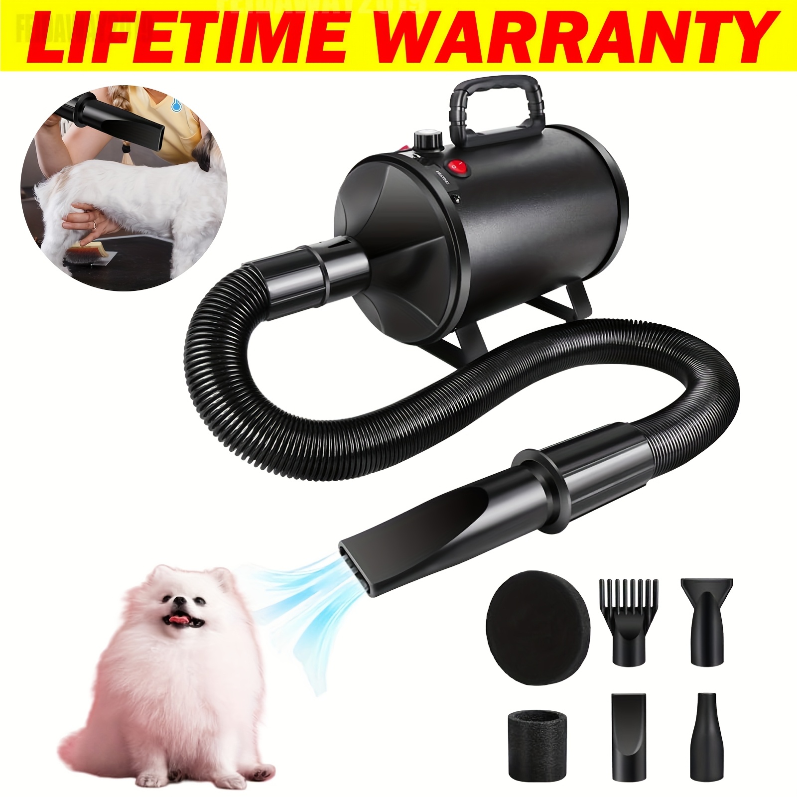 Asciugacapelli Portatile Per Cani Wawofun 4 In 1 - 4 Ugelli, Velocità E Temperatura Regolabili - Foto 4