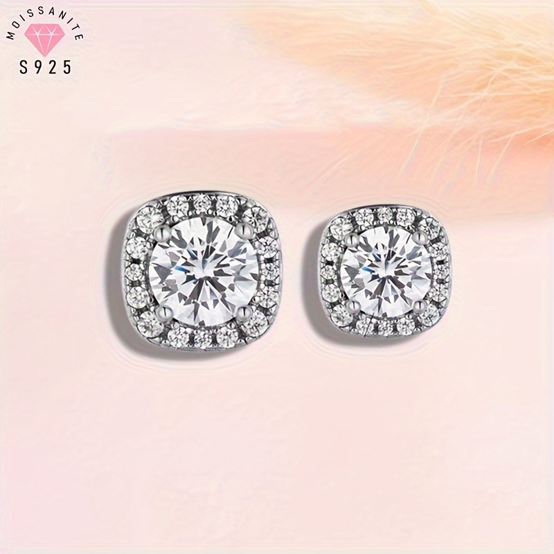 

925 Silver Sparkling Vvs1- 3ex High Quality Moissanite Diamond Earrings Jewelry Jewelry Ladies Men Fashion Earrings Classic Elegant Design Suitable For Wedding Party Wear Halloween Gift Christmas Gift