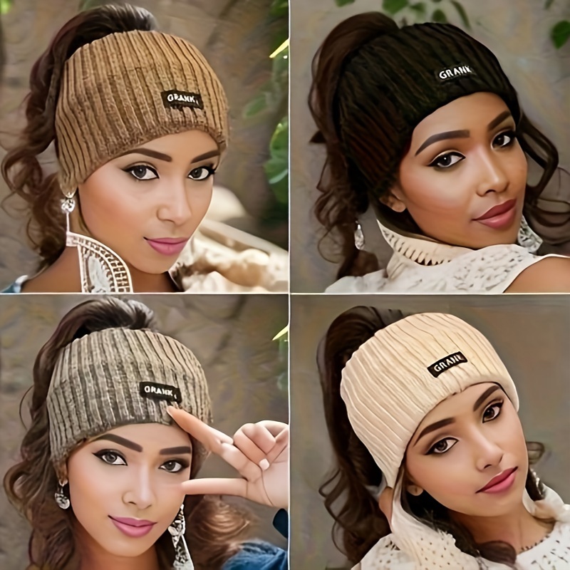 

Women's Knitted Thickened Winter Headbands Set Of 4 - Fashionable Simple , Soft Comfortable Wide Elastic Hair Bands For