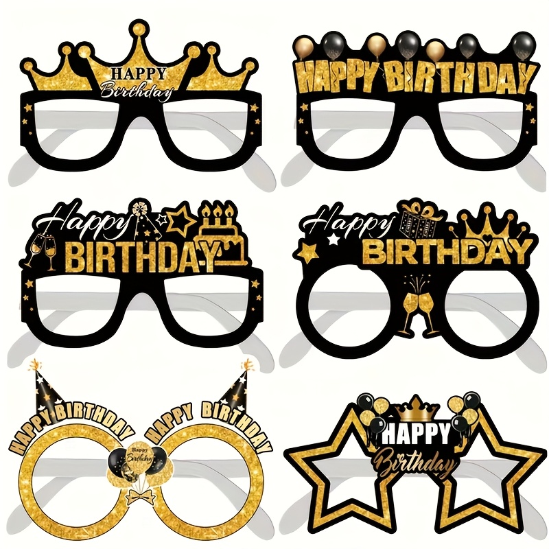 Image of 6pcs/12pcs Pack Birthday Party Glasses - Fun Hats Suitable For Birthday Party Decorations, Photo Props With Paper Glasses, Celebration For S & (cost-effective), Perfect For Halloween & Christmas