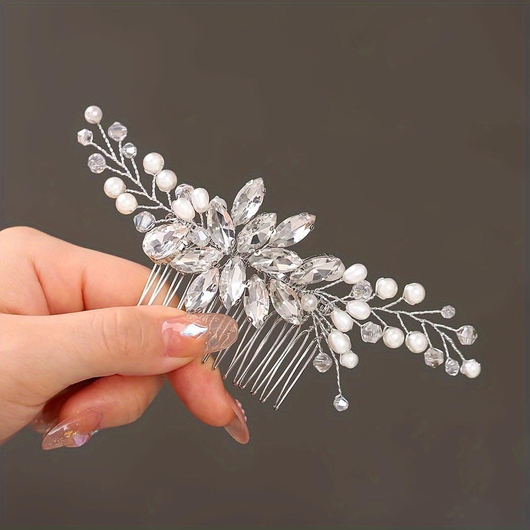 

1pc Rhinestone Decor Hair Side Comb Bride Wedding Hair Comb Wedding Party Banquet Hair Accessories For Women