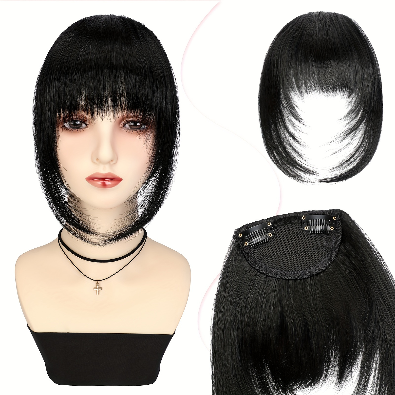 synthetic wig with 12 inch bangs on   suitable for daily   ladies details 2