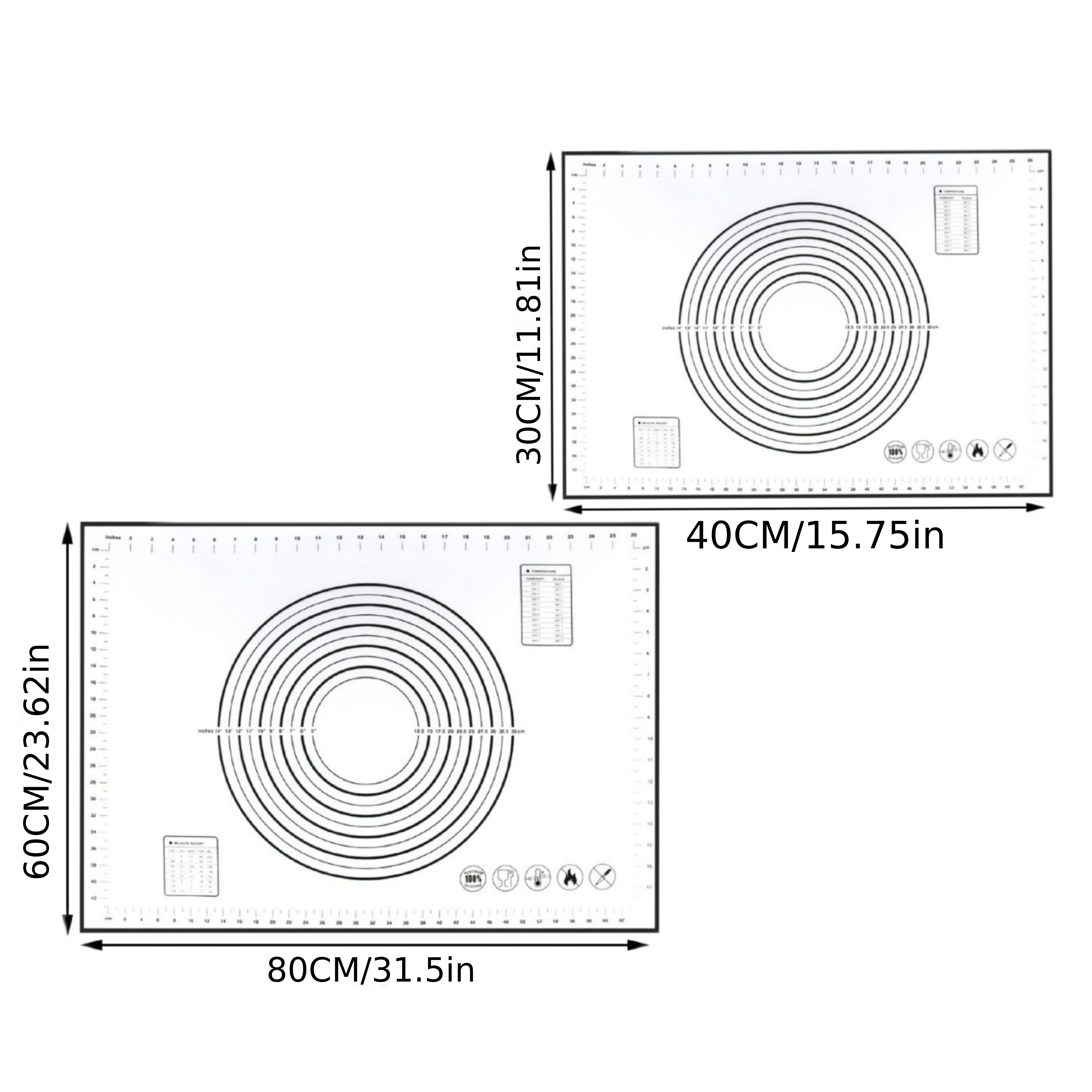 Large Silicone Baking Mats For The Kitchen, Featuring A Non-slip Surface, Measuring Scale, And A Two-piece Set In Black