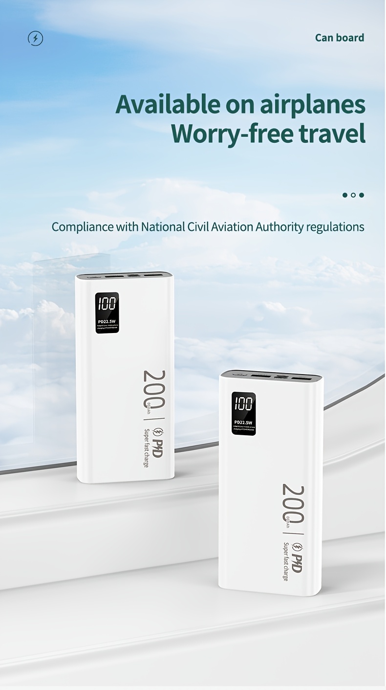 22.5W Fast Charging 20000mAh Portable Power Bank with PD20W Dual Input & Triple Output, USB-C Fast Charging, Compact Design for Smartphones, Tablets, Cameras, Drones, and More, Portable Charger, Tablet Charging Solution, Modern Accessory, Durable Construction, Power Bank Fast Charging, Power Bank For Phone, Power Bank High Power, Power Bank Original, Power Bank With High Capacity