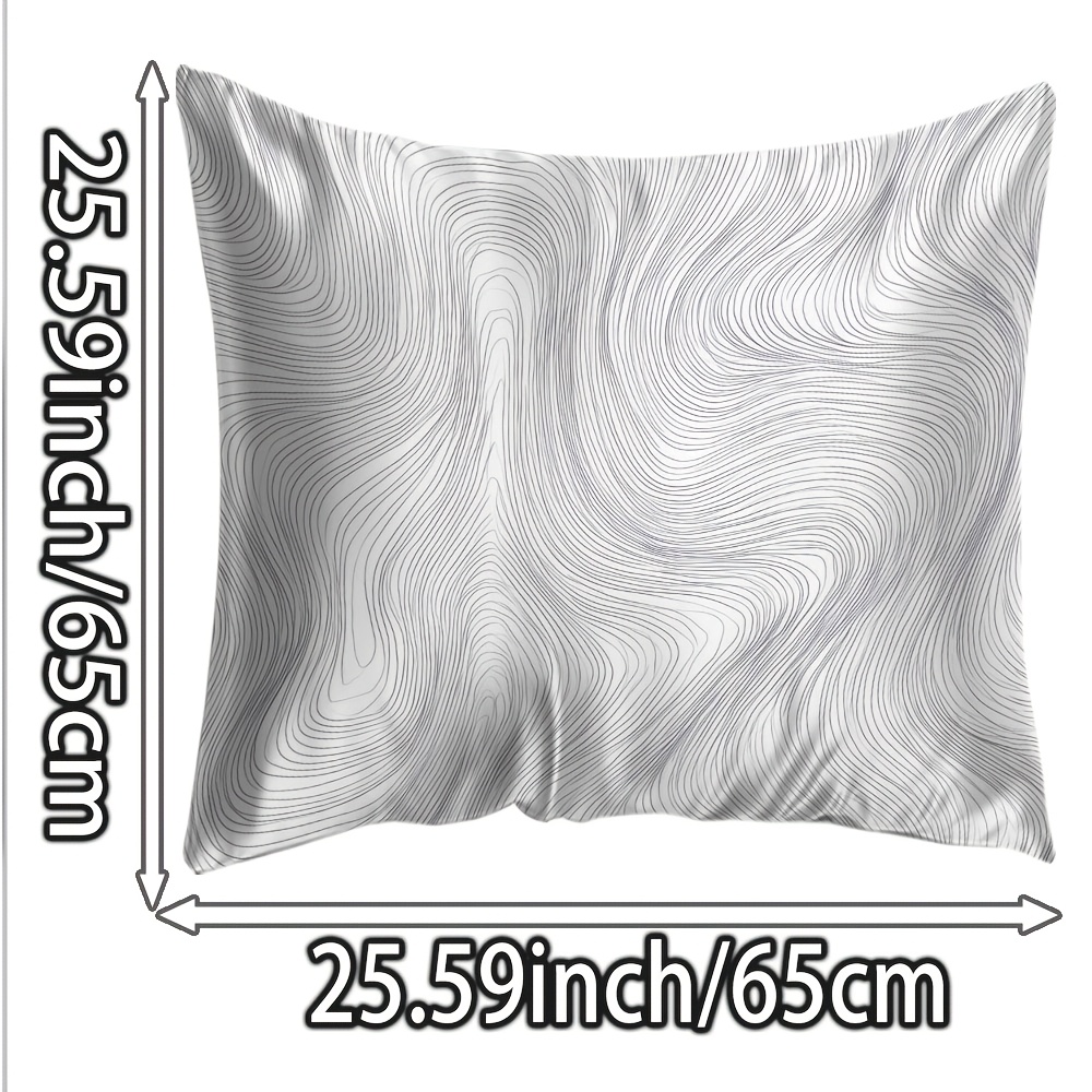 TEMU 1pc- Pattern Of Wavy, Parallel Lines In Monochrome Double Sided Printed Silk Pillowcase/home Decoration/pillow Cover/silk/ice