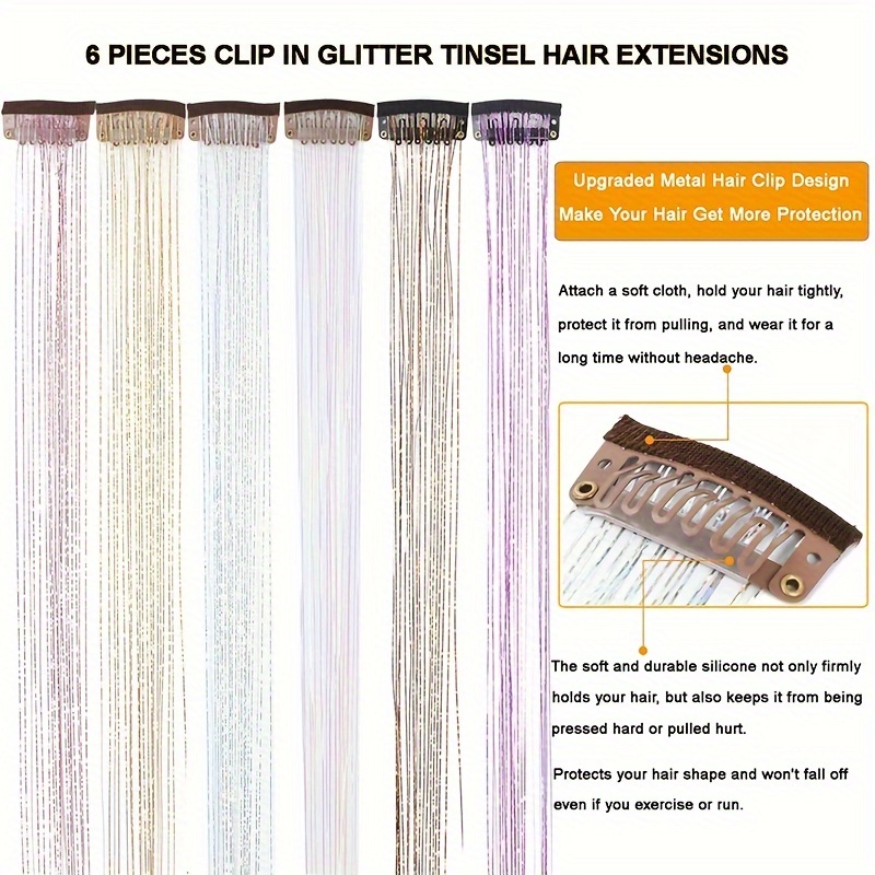 Shiny Threads Glitter Hair Tinsel Kit Gold Silk Hair Glitter Temu