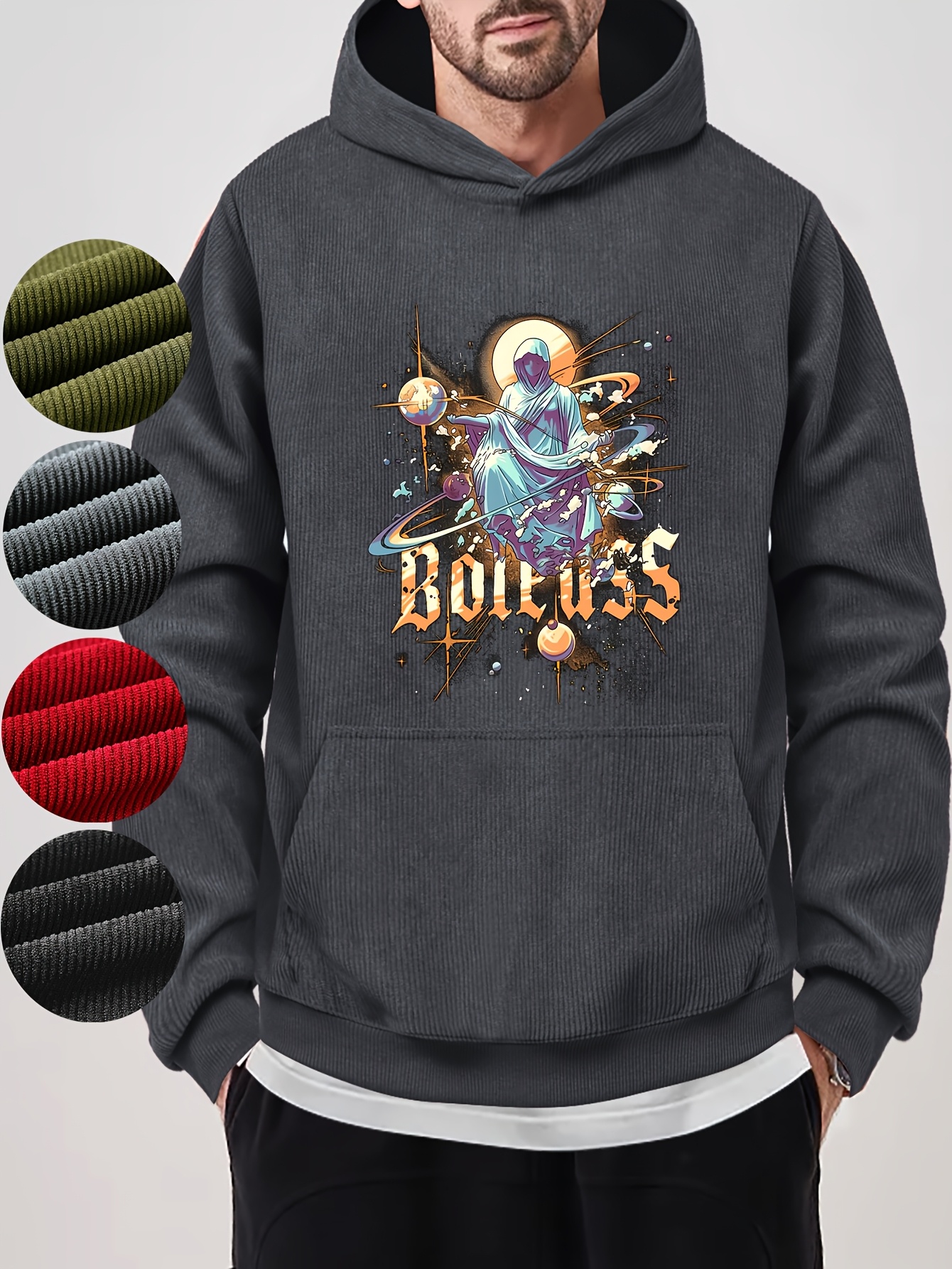 sudadera capucha retro hombre negra holgada casual Temu Ecuador