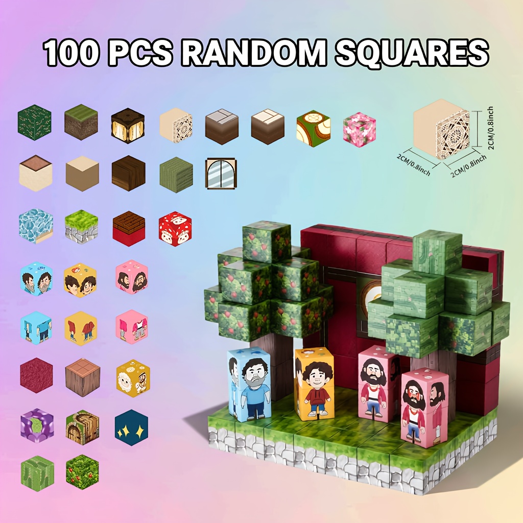 Colorful Magnetic Building Block Set 100 Pieces, Diy 3d Puzzle Toy, Theme Home Decor; Random Colors
