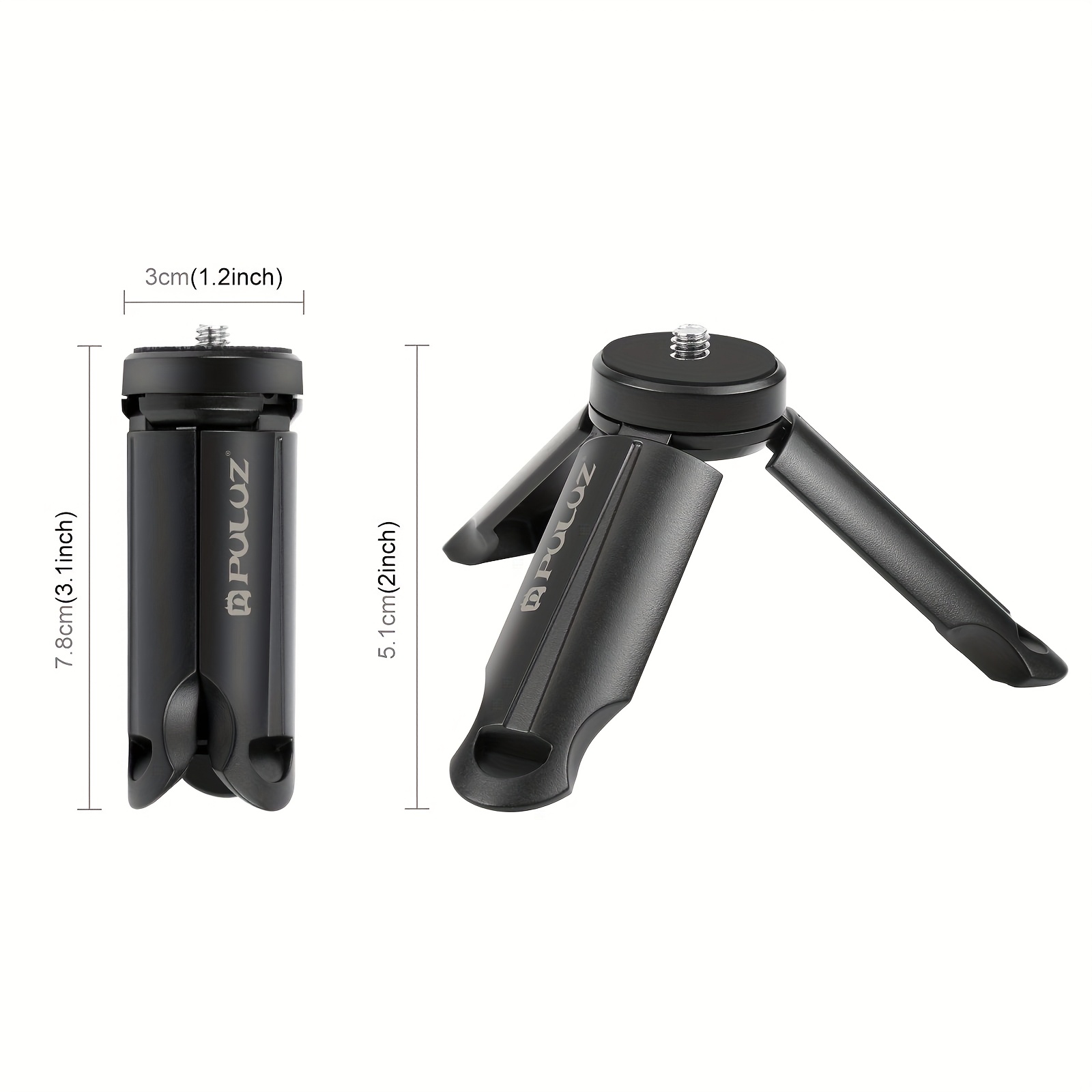 TEMU Puluz Portable Folding Tripod For Cell Phones - Lightweight, Durable Plastic With Adjustable Height & , For Outdoor Photography & Vlogging,