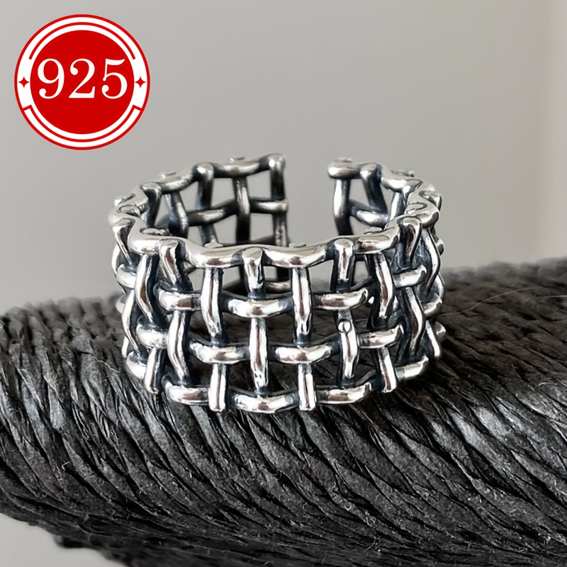 925 Silver Vintage Inspired Wide Face Crossweave Ring for Women
