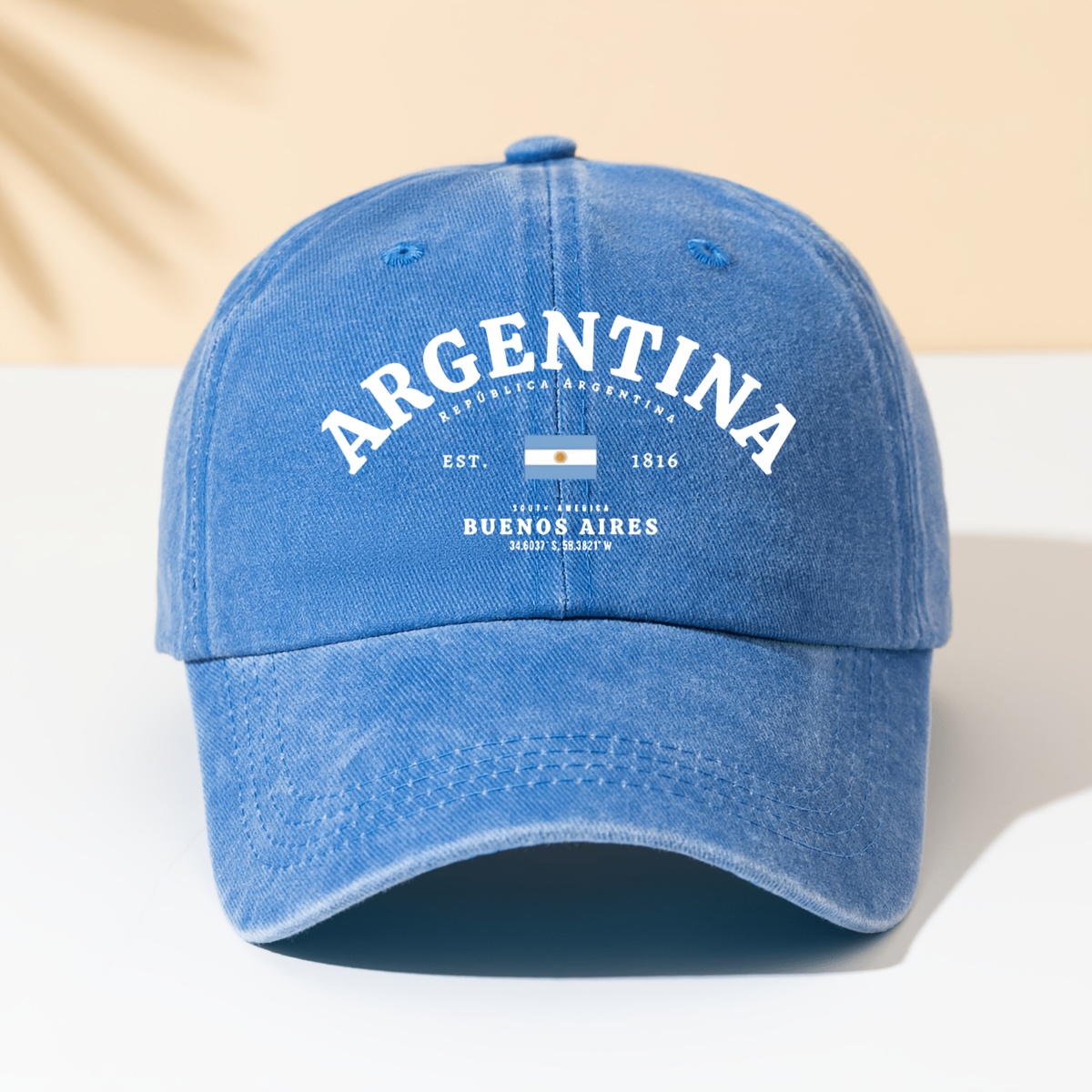 TEMU 1pc Cappellino da baseball facile da lavare Selezione multicolore Motivo stampato "ARGENTINA EST 1816 Argentina", Regalo per famiglia e , Stile