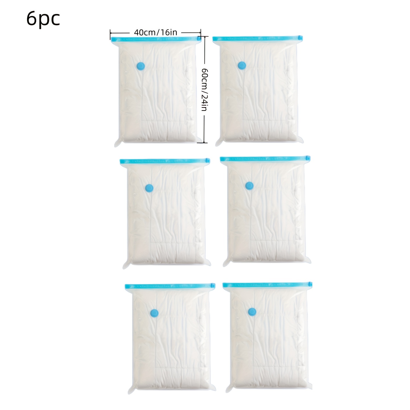 Wholesale Vacuum Compression Bags In A Pack Of 6 (40*60cm/16*24in), Suitable For Small Families For Storage