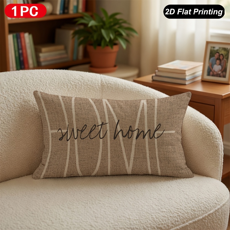 TEMU 2d Flat - 1pc 2d Flat Printing Lumbar Throw Pillow Cover Pillow Cover For Indoor Outdoor Farm Bedroom Living Room Sofa Car Interior Decoration