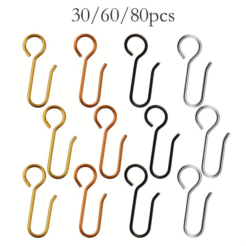 Lot De 100 Crochets De Rideaux En Métal Type Papillon - Longueur 3 Cm, Doré - Pour Rideaux Plissés, Portes, Douche